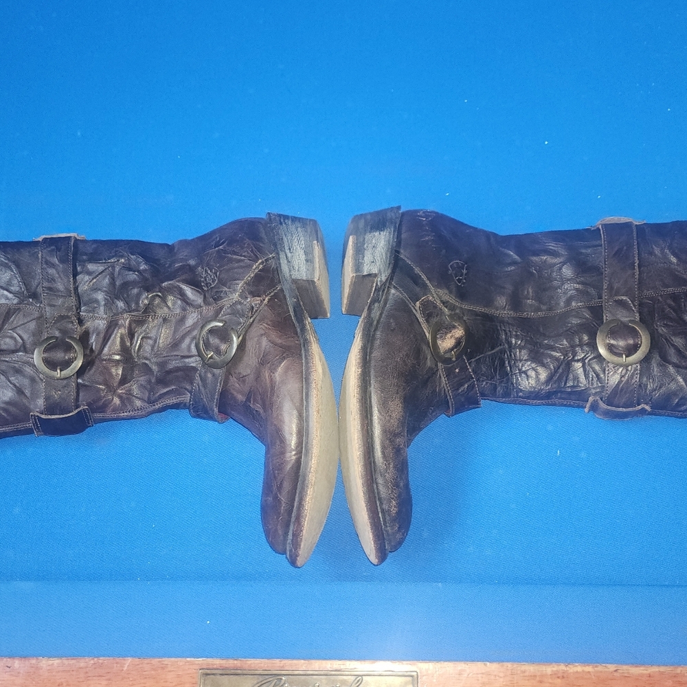 Ariat Leather Riding Moto 3 Buckle Belt Tall Boots